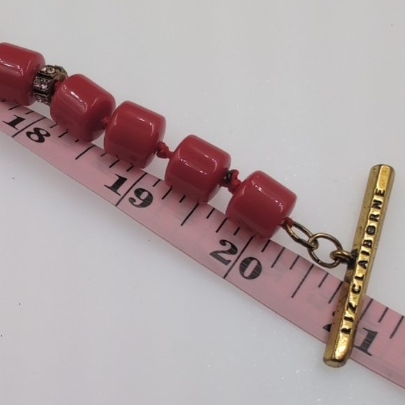 Liz Claiborne Red and Gold Vintage Necklace with Toggle Closure - Picture 7 of 7